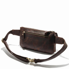 Top Leather Fanny Pack Men's Dark Brown Chest Bag Hip Bag Brown Waist Bag For Men