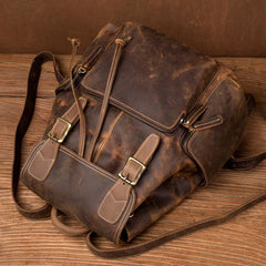 Dark Brown Mens Leather 13 inches Laptop Computer Backpacks Cool Travel Backpacks School Backpacks for men - imessengerbags
