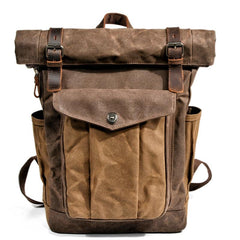 Cool Canvas Retro Mens Large Waterproof Travel Bag Computer Bag Student Backpack for Men - imessengerbags