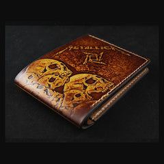 Handmade Leather Tooled Metallica Mens billfold Wallet Cool Leather Wallet Slim Wallet for Men - imessengerbags