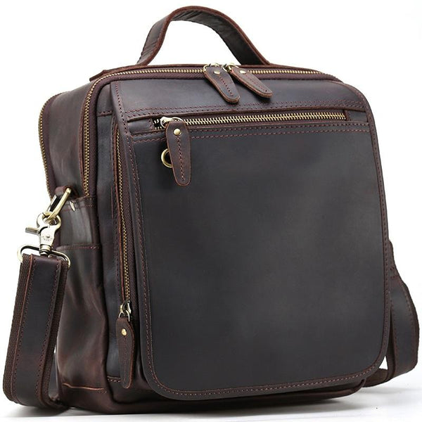 Black Coffee Fashion Leather Mens Vintage Small Handbag Shoulder Bags Side Bag For Men