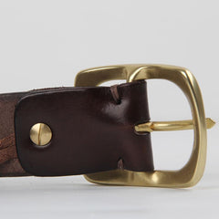 Genuine Leather Punk Rock Biker Trucker Mens Belt Men Black Coffee Belt for Men - imessengerbags