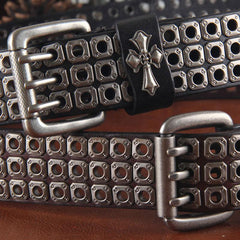 Genuine Leather Punk Rock Biker Trucker Mens Belt Men Black Coffee Belt for Men