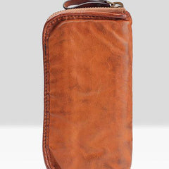 Handmade Leather Mens Cool Long Leather Wallet Zipper Clutch Wallet for Men - imessengerbags