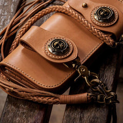 Handmade Leather Mens Chain Biker Wallet Cool Leather Wallet With Chain Wallets for Men - imessengerbags