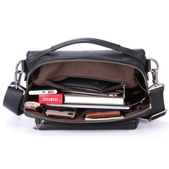 Black LEATHER MENS Small Postman Bag SIDE BAG COURIER BAG Black MESSENGER BAG FOR MEN