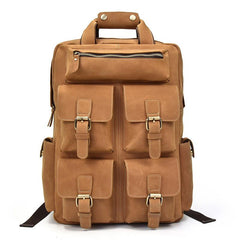 Vintage Cool Leather Men's 15inch Laptop Backpack Travel Backpack School Backpack For Men - imessengerbags