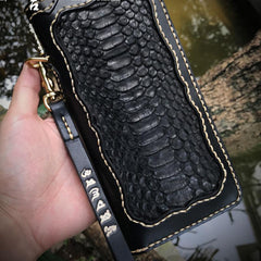 Handmade Leather Mens Chain Biker Wallet Cool Leather Wallet Long Clutch Wallets for Men - imessengerbags