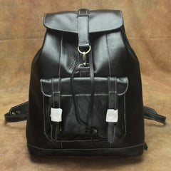Vintage Lambskin Brown Leather Men's 14'' Laptop Backpack Black Satchel Backpack For Men - imessengerbags