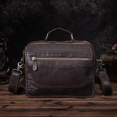 Brown Men's Small Professional Briefcase 10‘’ Laptop Handbag Business Shoulder Bag For Men