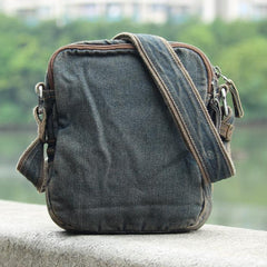 Denim Blue Mens Postman Bag Casual Small Vertical Messenger Bag Jean Courier Bag For Men - imessengerbags