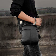 Casual Black LEATHER MENS SMALL VERTICAL Postman BAG SIDE BAG Cool COURIER BAG MESSENGER BAG FOR MEN - imessengerbags