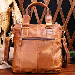 Vintage Coffee Leather Mens Briefcase Laptop Bag Business Bags Work Bag for Men - imessengerbags