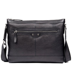 Cool Black Leather Mens Postman Bag Messenger Bags Side Bag Courier Bags for Men