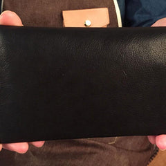 HandmadeLeather Mens Cool Long Leather Wallet Slim Travel Passport Wallet Clutch Wallet for Men - imessengerbags