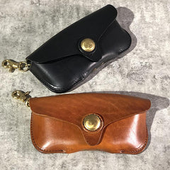 Handmade Mens Cool Brown Leather Glasses Case Glasses Box Black Glasses Holder Sunglasses Case for Men - imessengerbags