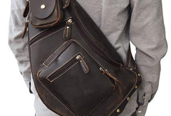 Cool Leather Chest Bag Sling CrossBody Bag Sling Travel Bag Sling Hiking Bag For Men