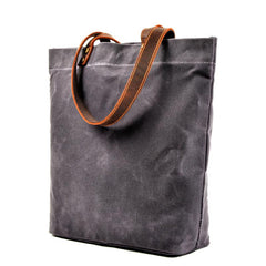 Cool Canvas Leather Mens Large Gray Canvas Handbags Tote Bag Shoulder Bag Tote Purse For Men - imessengerbags