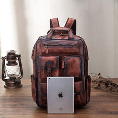 Cool Mens Vintage Leather Backpack School Backpack Travel Backpack for men