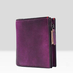 Handmade Mens Cool billfold Leather Wallet Men Small Zipper Wallets Bifold for Men - imessengerbags