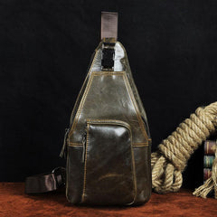 Cool Leather Mens Sling Bag Chest Bag Sling Shoulder Bag Sling Backpacks for men