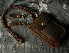 Leather Belt Pouch Mens Small Cases Waist Bag Hip Pack Belt Bag Fanny Pack Bumbag for Men - imessengerbags