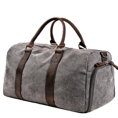 Waxed Canvas Leather Mens Large Fitness Bag Travel Green Weekender Bag Duffle Bag for Men