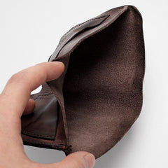Dark Brown Handmade Leather Mens Bifold Small Wallet Brown billfold Wallet Card Wallet For Men - imessengerbags