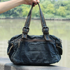 Denim Blue Mens Womens Large Side Bag Handbag Blue Jean Messenger Bag For Men