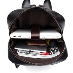 Cool Black Mens Leather 14 inches Computer Backpack College Backpacks School Backpack for men - imessengerbags