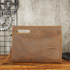 Cool Leather Mens Leather Large Clutch Wristlet Bag Shoulder Bag Side Bag for Men - imessengerbags