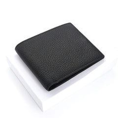 Black Leather Mens Bifold Small Wallet Front Pocket Wallet Slim Small Wallet for Men - imessengerbags