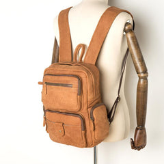 Brown Casual Leather Mens 13 inches Travel Backpacks Computer Backpack for Men - imessengerbags