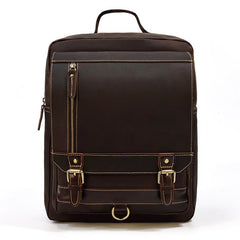 Casual Brown Mens Leather Large School Backpack Satchel Backpack Computer Backpack For Men