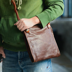 Casual Coffee Leather Men Vertical Side Bag Green Small Messenger Bag Camouflage Courier Bag For Men - imessengerbags