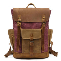 Cool Waxed Canvas Mens Womens Waterproof Large Travel Backpack 15'' Computer Hiking Backpack for Men - imessengerbags