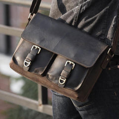 Handmade Leather Mens Cool Shoulder Bag Messenger Bag Chest Bag Bike Bag Cycling Bag for men - imessengerbags