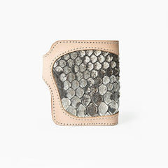 Beige Handmade Leather Mens Snakeskin billfold Biker Wallet Bifold SMall Wallet For Men - imessengerbags