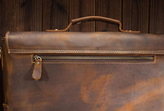 Cool Leather Mens Briefcases Business Briefcase Vintage Shoulder Bag HandBag for men