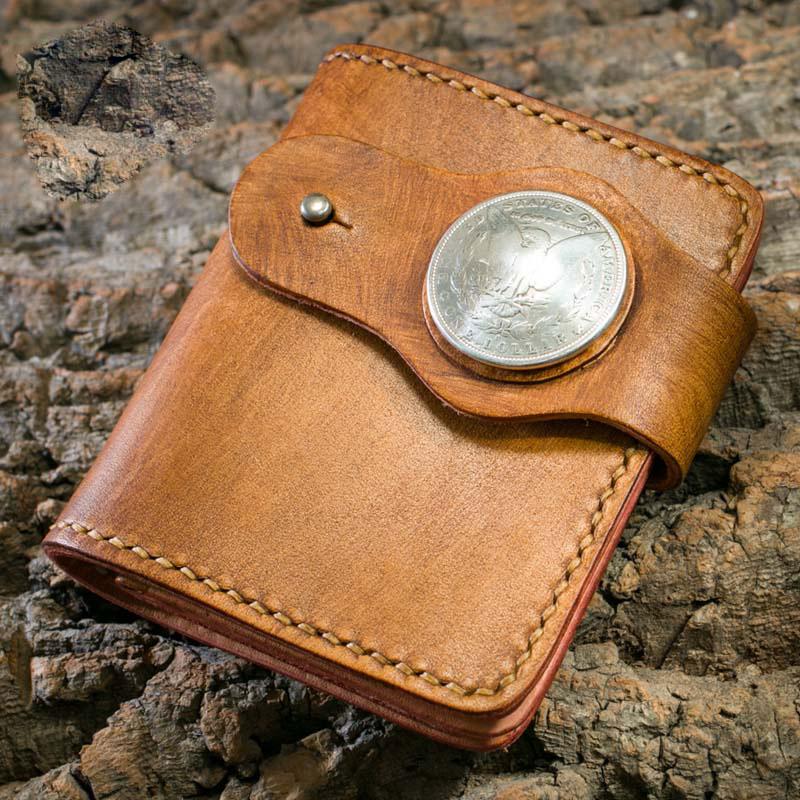 Handmade Leather billfold Mens Chain Biker Wallet Cool Leather Wallet With Chain Wallets for Men - imessengerbags