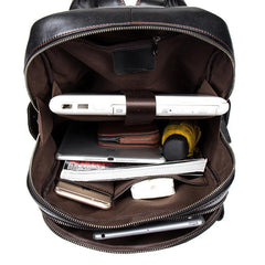 Cool Black Mens Leather 14-inch Computer Backpacks Travel Backpack School Backpacks for men - imessengerbags