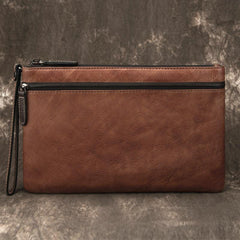 COOL MEN LEATHER ZIPPER LONG CLUTCH WALLETS ZIPPER VINTAGE Brown Envelope Bag FOR MEN - imessengerbags