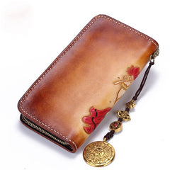 Handmade Leather Ganesha Mens Chain Biker Wallet Cool Leather Wallet With Chain Wallets for Men - imessengerbags