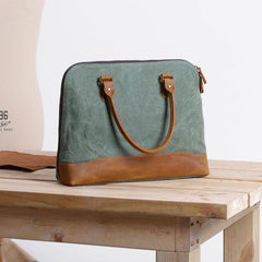 Mens Canvas Leather Briefcase Handbag Work Bag Business Bag for Men