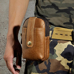 Mens Small Leather Holster Belt Case Belt Pouch Cell Phone Waist Pouch for Men - imessengerbags