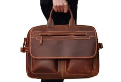Vintage Cool Leather Briefcase Handbag Business Briefecases Shoulder Bag for men
