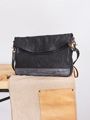 Cool Mens Black Leather Courier Bags Side Bags Leather Messenger Bags Postman Bag for Men - imessengerbags