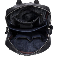 Black Business Mens Leather 14-inch Computer Backpacks Cool Travel Black Backpacks School Backpack for men - imessengerbags