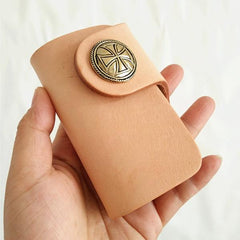 Handmade Mens Beige Leather Biker Key Wallets Cool Small Key Wallets Key Holder