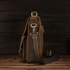 Vintage Brown Leather Men's Professional Briefcase 13‘’ Laptop Shoulder Briefcase For Men - imessengerbags